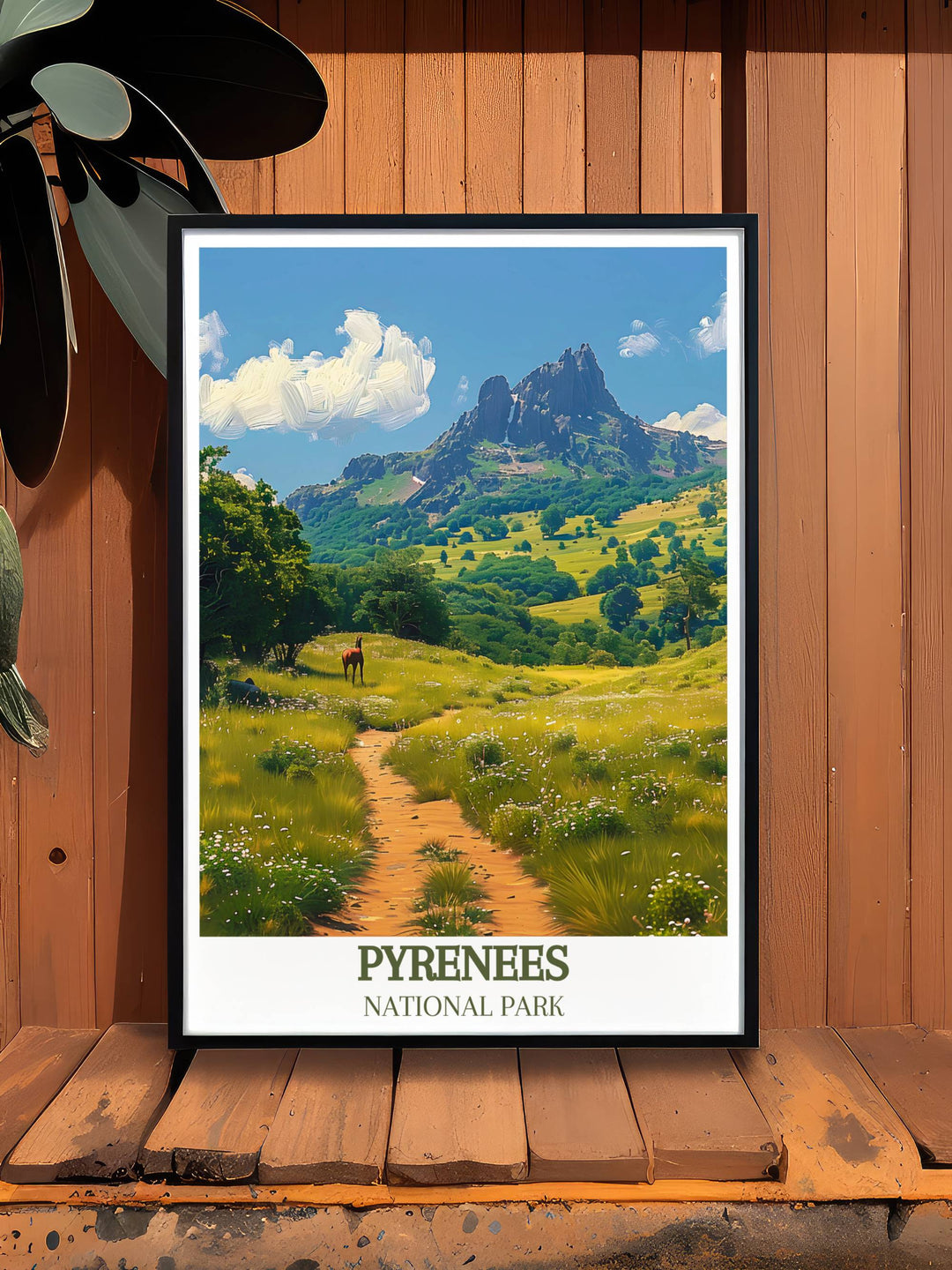 Vintage travel print of Pic du Midi dOssau capturing the breathtaking views of the Pyrenees France ideal for creating a timeless look in your space.