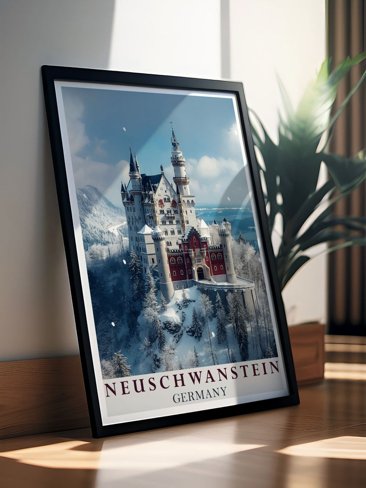 Stunning Neuschwanstein Castle artwork perfect for birthdays, anniversaries, and Christmas gifts. This sophisticated art print brings the magic of Neuschwanstein Castle into any home.