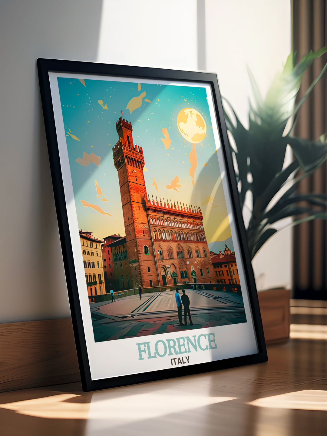 Palazzo Vecchio modern art print captures the grandeur of Florence Italy offering a sophisticated addition to your decor. Ideal for travel lovers this Florence wall art highlights one of Italys most famous landmarks in detailed artistic design for home decor