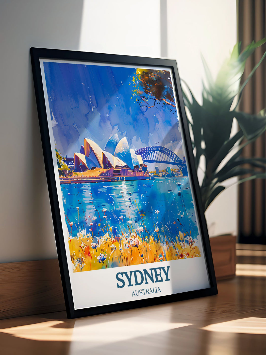 Stunning Sydney Harbour Bridge and Sydney Opera House illustration in a vintage style perfect for bringing the beauty of Australias iconic city into your home a unique and captivating addition to any art collection