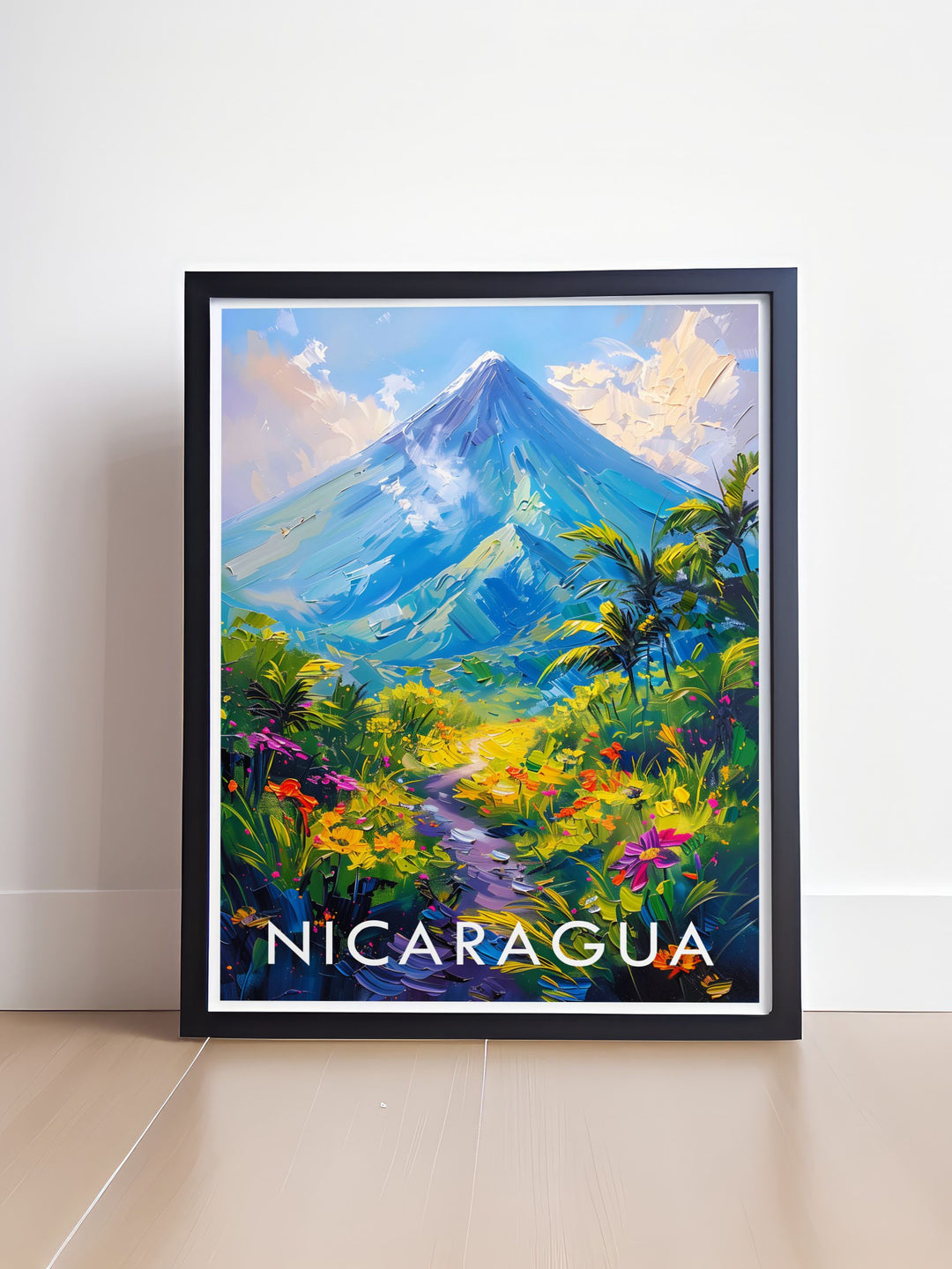 Nicaragua wall art featuring stunning volcanoes perfect for travel enthusiasts offering a captivating view of these natural wonders in a unique and sophisticated design