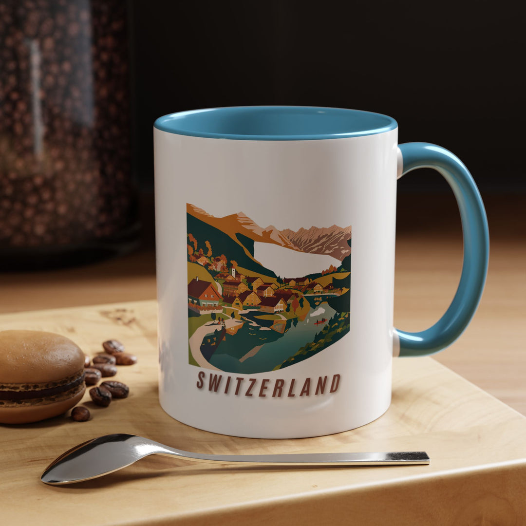 Enjoy your favorite beverage in this Switzerland mug featuring artistic depictions of the countrys stunning scenery. Durable and dishwasher-safe, perfect for coffee or tea lovers seeking a touch of alpine elegance. A meaningful gift for travelers and art enthusiasts.