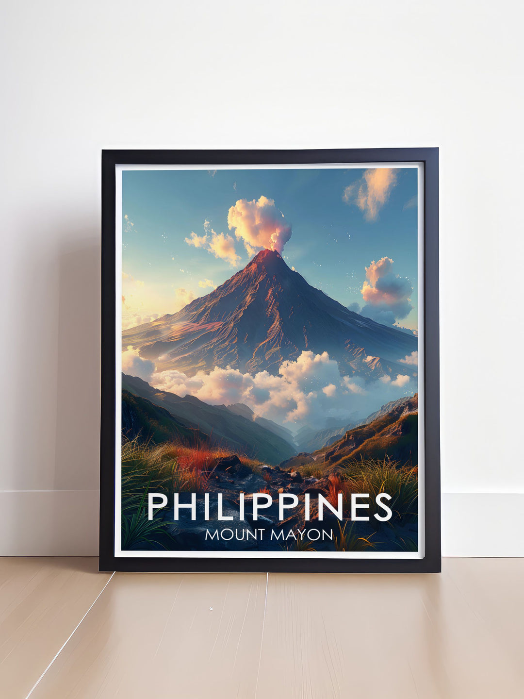 Elegant Philippines Travel Print of Mt Mayon bringing the splendor of this iconic site to your living space perfect for modern home decor and office art ideal for Christmas gifts birthdays and anniversaries