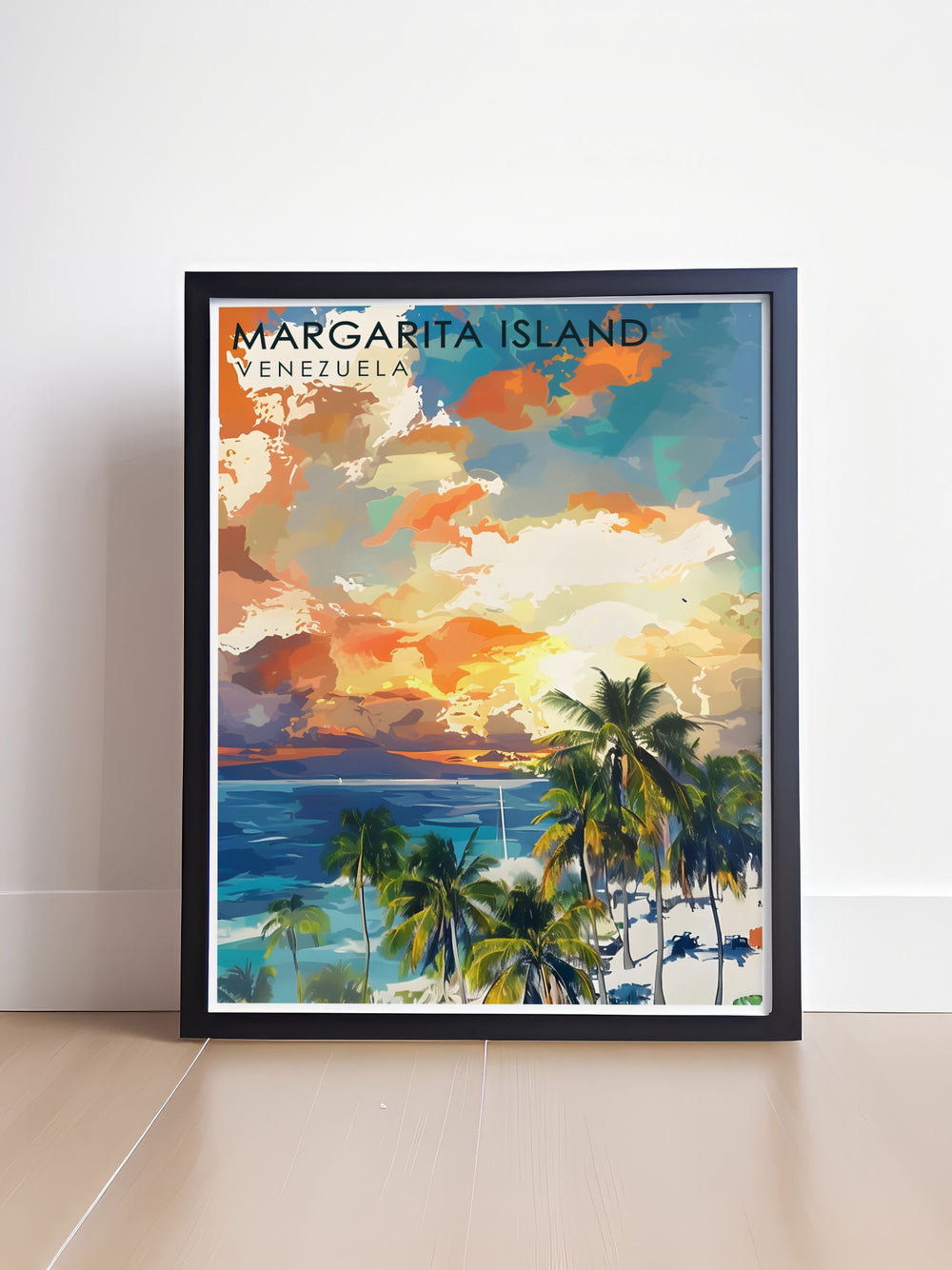 A stunning Venezuela poster print showcasing the dramatic Angel Falls in Canaima National Park and the serene beauty of the Margarita Islands. Perfect for nature lovers and travelers, this artwork brings a piece of Venezuelas natural wonders into your home.