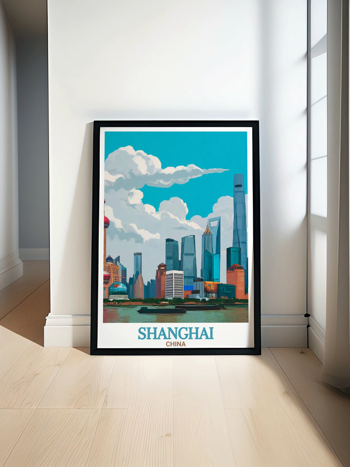 This wall poster offers a breathtaking view of The Bund in Shanghai, a city where past and future meet. The detailed artwork captures the essence of Shanghais bustling waterfront, making it a wonderful gift for anyone who loves travel and design.