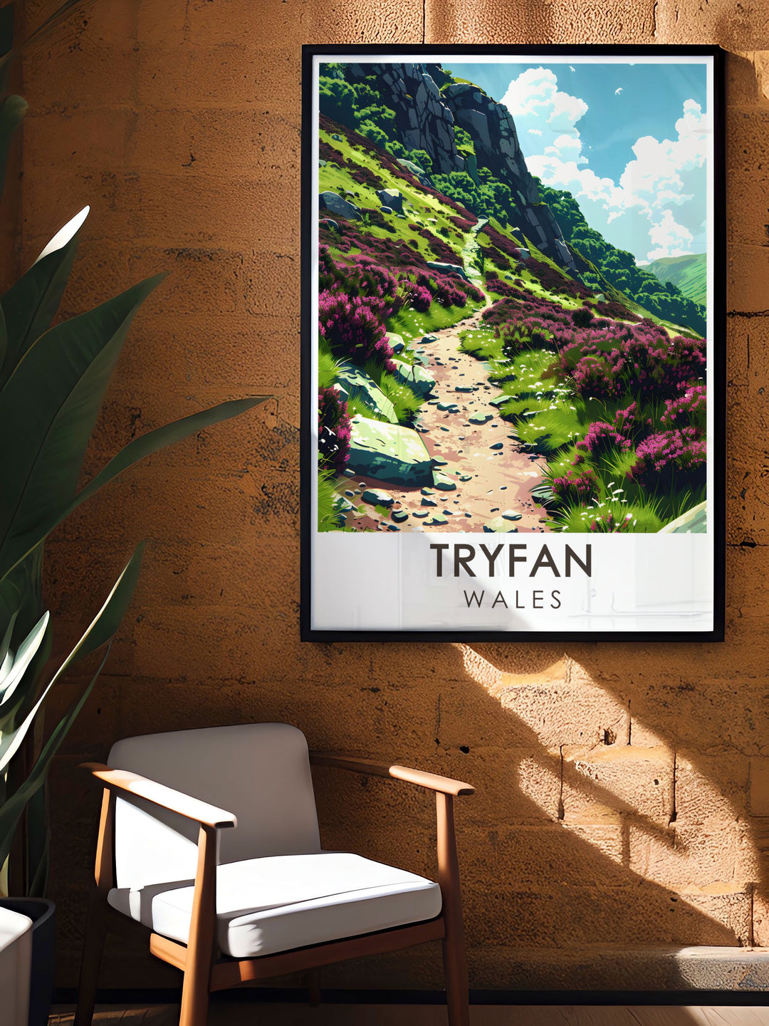 Framed print of Snowdonia Wales with a beautiful depiction of Heather Terrace and Tryfan Wales perfect for sophisticated home decor