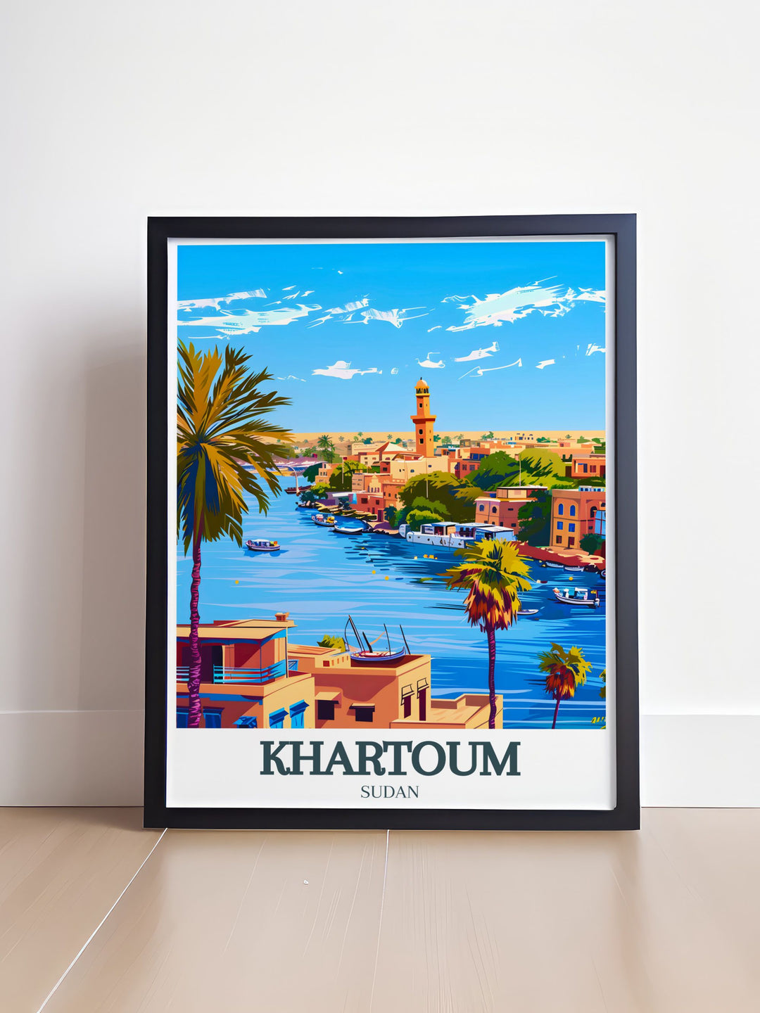 Digital download of a stunning Khartoum city map featuring the city center and the Nile River ideal for elegant wall art