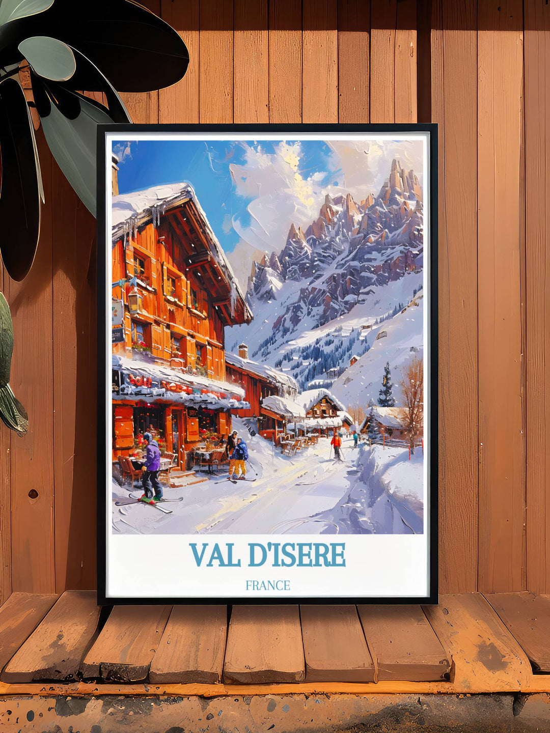Val dIsère Solaise print with a vintage design, celebrating the history and tradition of skiing in the French Alps. Adds a touch of elegance and nostalgia to any space.