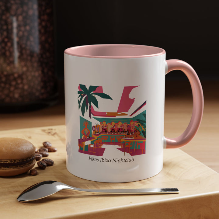 A ceramic Pikes Ibiza Night Club Mug with colorful artwork inspired by the iconic energy of Ibiza’s famous nightclub. Dishwasher safe, this mug is perfect for everyday use or as a special gift for Ibiza lovers.