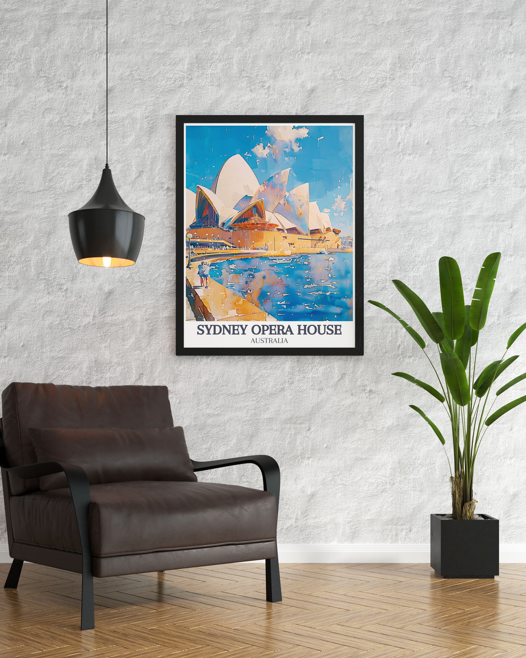 Framed print of Circular Quay Sydney Harbour featuring the Harbour Bridge and Sydney Opera House an exquisite addition to any collection of vintage travel prints and illustrations