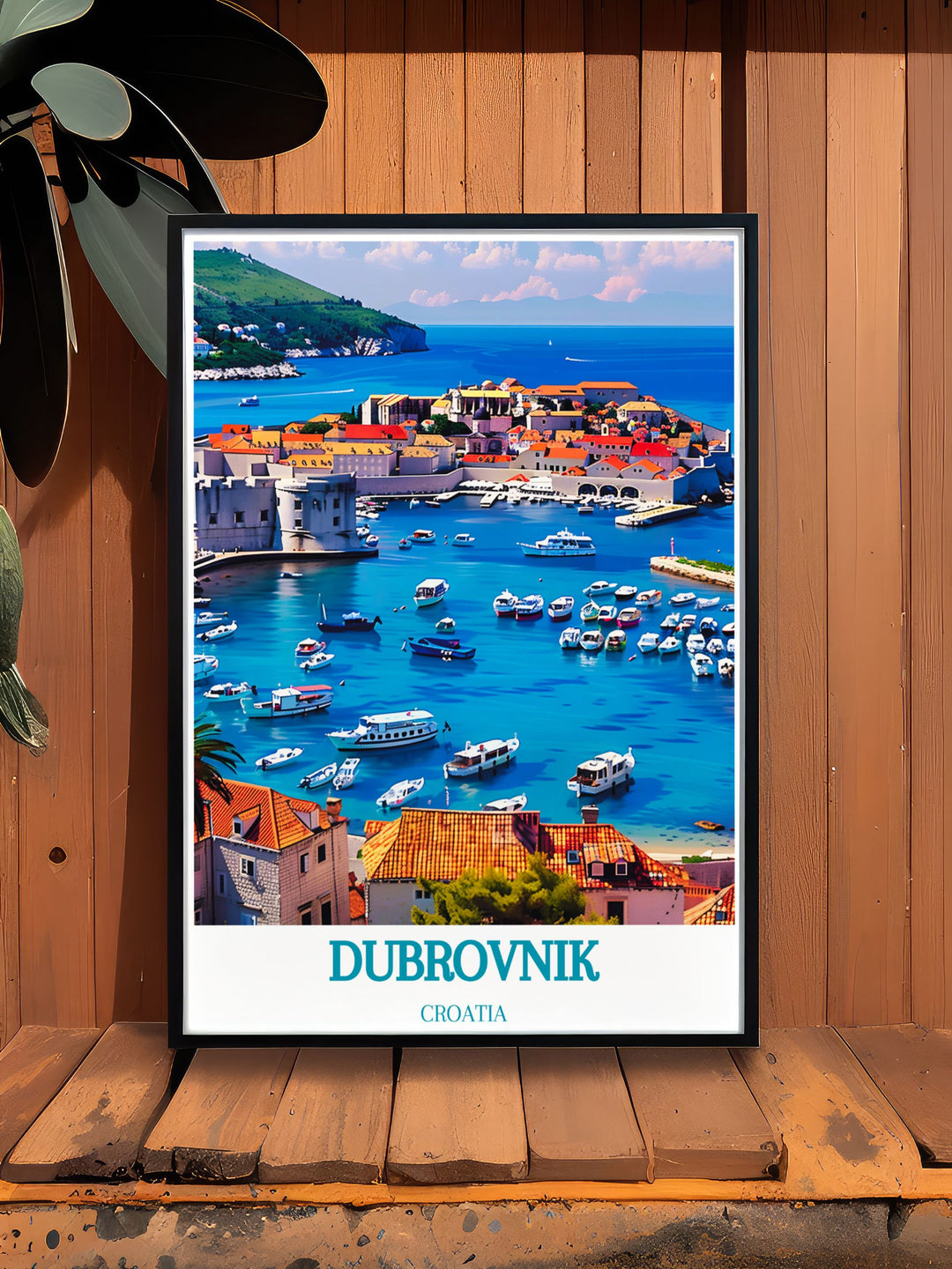 Modern wall decor showcasing the picturesque landscapes of Dubrovniks Old Town Harbor, perfect for adding a touch of Croatian elegance to any home.