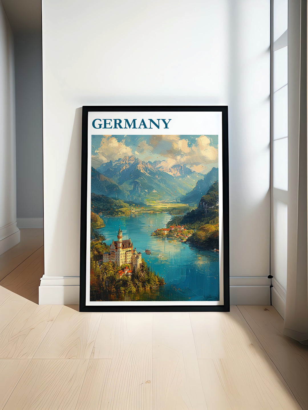 Experience the magic of Neuschwanstein Castle and the vibrant city of Berlin with this stunning travel poster. Featuring two of Germanys most iconic landmarks, this artwork is perfect for lovers of travel, architecture, and history.