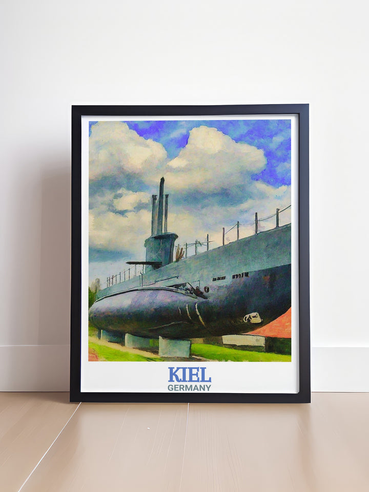 A detailed depiction of U Boot U 995 on this Kiel travel print brings the story of Germanys naval past into your space. Its vivid colors and stunning details make it a great conversation starter.