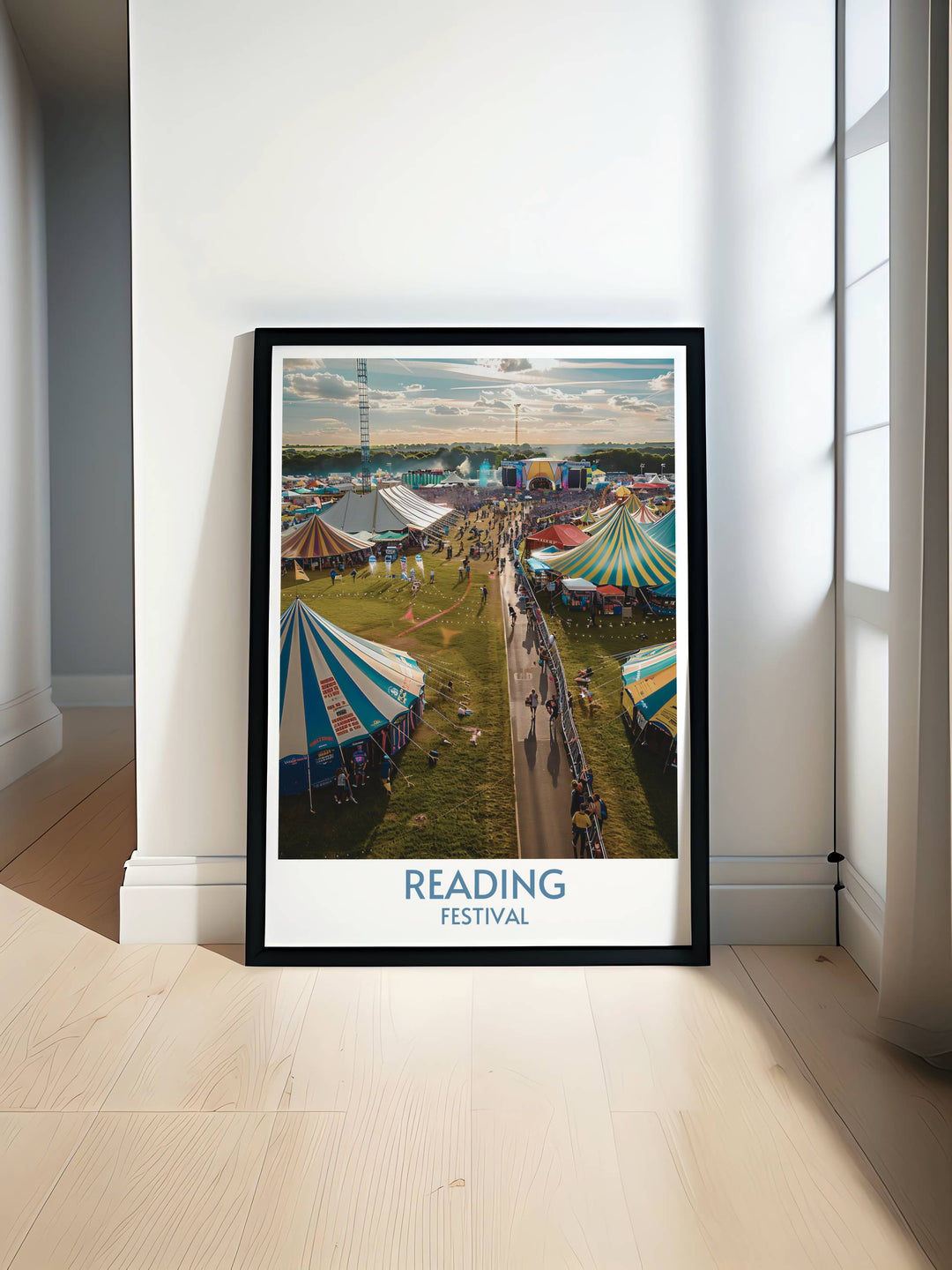 Festival Ground print showcasing the energetic scenes of the Reading Festival with vibrant crowd details and dynamic stage elements ideal for music enthusiasts