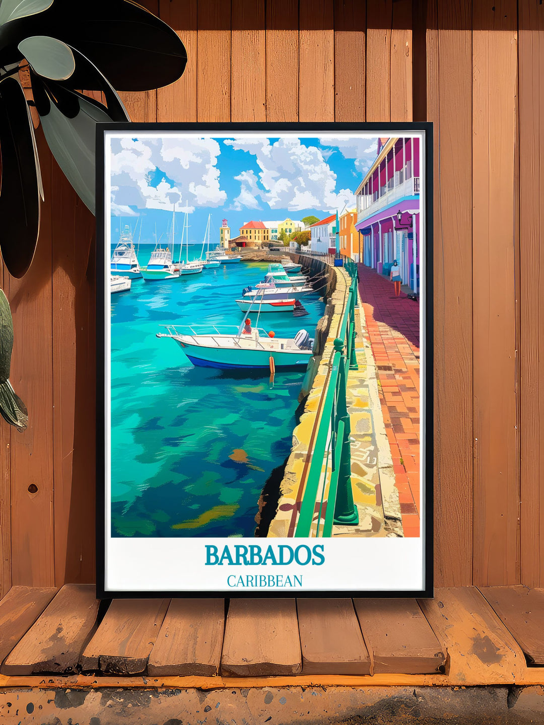 Framed art of Bridgetown Barbados, capturing the vibrant colors and unique architecture of this UNESCO World Heritage site, perfect for enhancing any decor with a touch of Caribbean elegance and history.