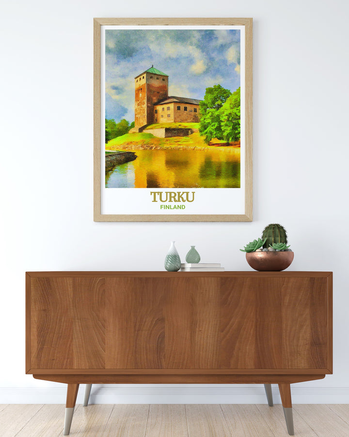 Celebrate the architectural beauty of Turku Castle with this wall print. The artwork showcases the fortress in all its glory, making it a perfect addition to your home decor. Whether displayed in a living room or study, it adds a touch of Finlands historical charm.