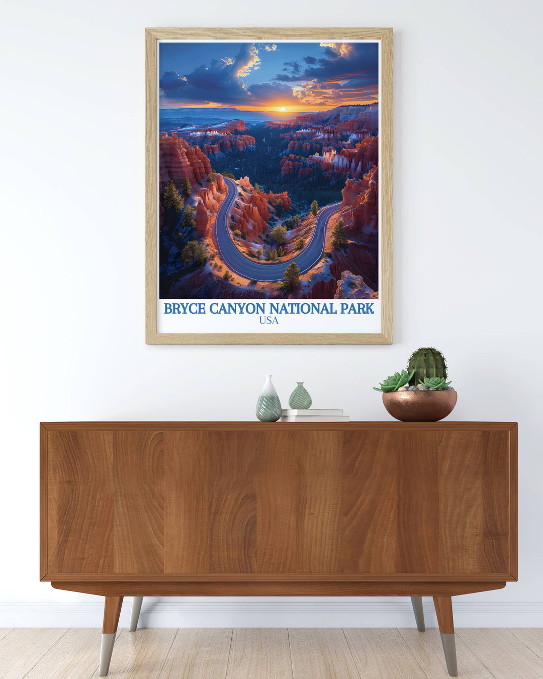 Bryce Canyon art showcasing the unique rock formations and stunning colors of Sunset Point. Enhance your living space with this captivating piece. Ideal for those who appreciate national park prints and natural beauty.