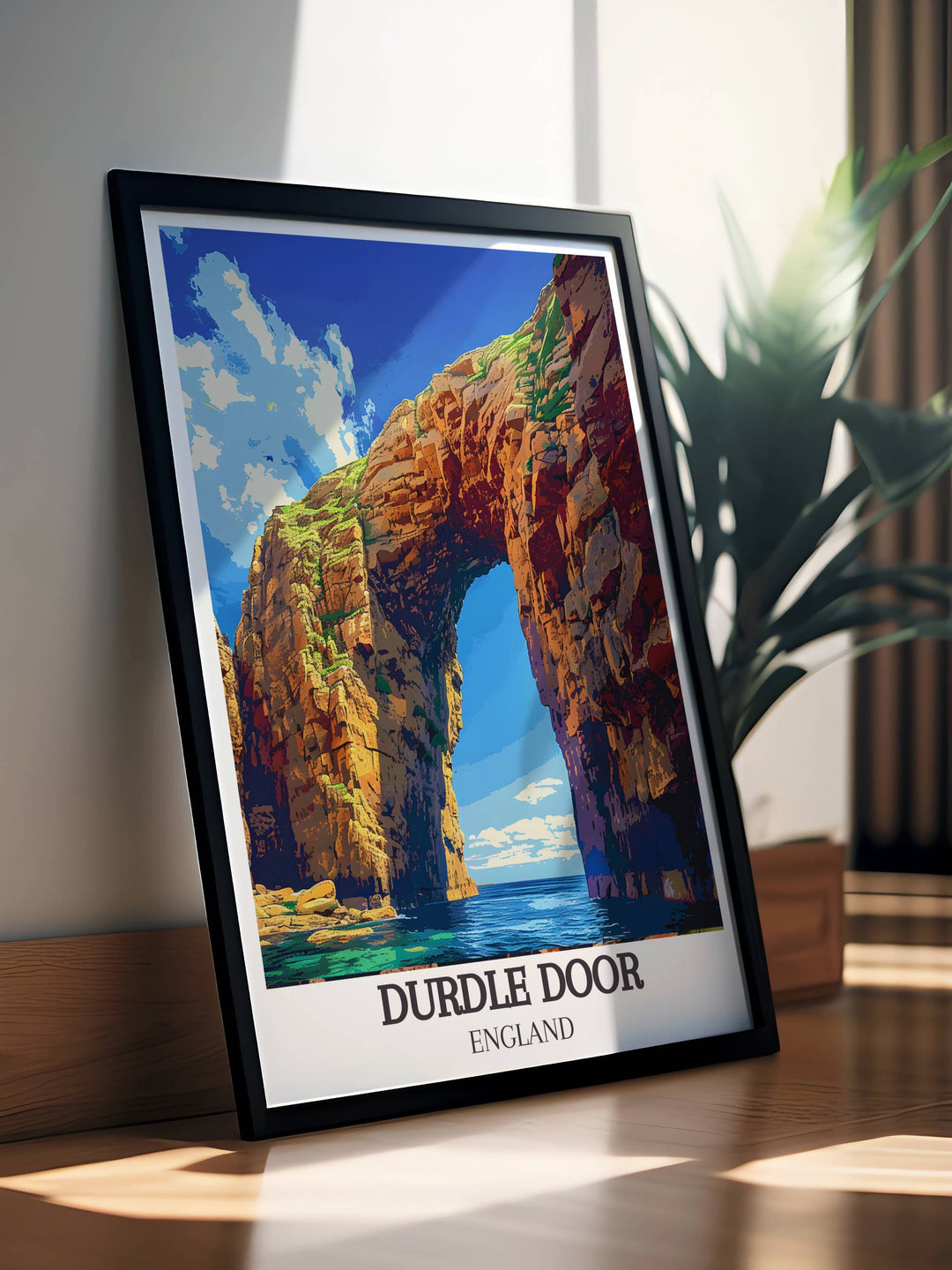 Elegant Durdle Door Arch wall art featuring the iconic limestone arch of Dorset perfect for home decor and travel enthusiasts vibrant and detailed photography capturing the natural beauty of this renowned coastal landmark ideal for gifts and interior design.