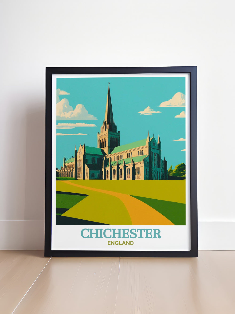 Decorate your space with the elegance of English architecture with this Chichester Cathedral wall decor, capturing the essence of Chichesters rich history and stunning design.