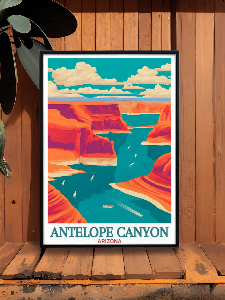 Lake Powell wall art capturing the tranquil beauty and picturesque views of this famous Arizona location a must have for fans of travel art and modern decor that celebrates the grandeur of nature