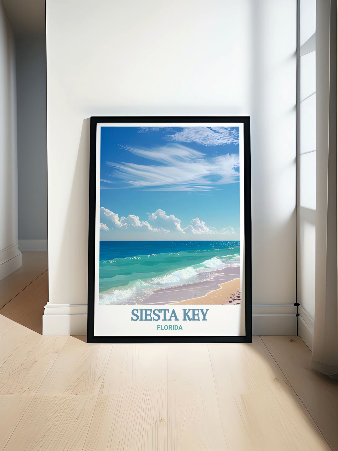 This Siesta Key Print features a detailed black and white map that adds sophistication to Turtle Beach modern decor perfect for any living room or office space.