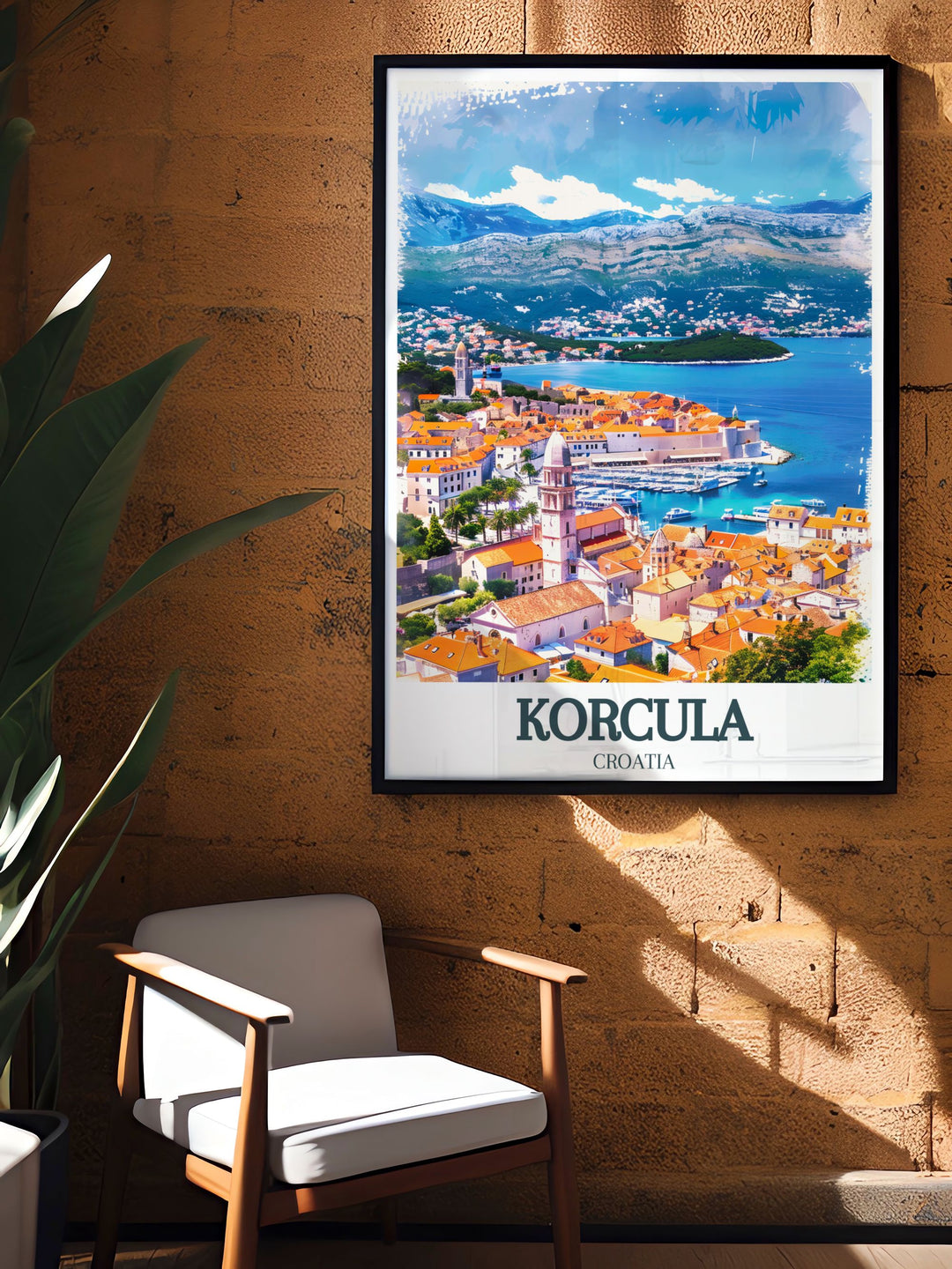 Beautiful Croatia wall art featuring St. Marks Cathedral and Adriatic Sea. This detailed Korcula print makes an elegant addition to any home decor and a memorable gift for those who enjoy architecture and the scenic beauty of Croatias coast.