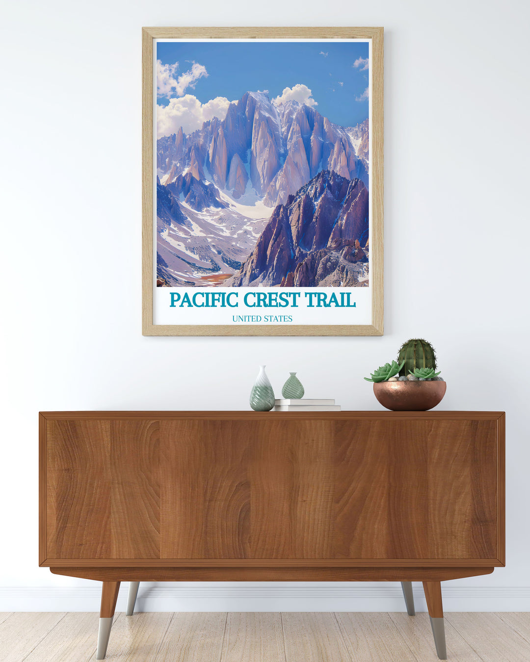 Mount Whitney modern print with detailed natural scenery and rugged charm ideal for enhancing home decor with a touch of adventure and the majestic beauty of national trails