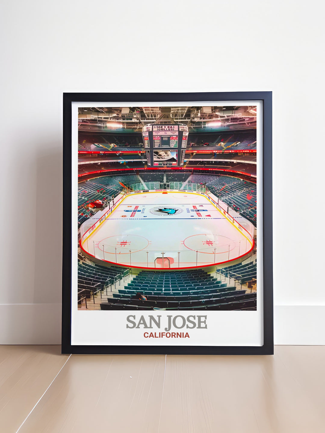 Art print of SAP Center, showcasing the iconic venues blend of modern design and cultural significance. A perfect addition to any decor that celebrates Californias unique urban landscape.