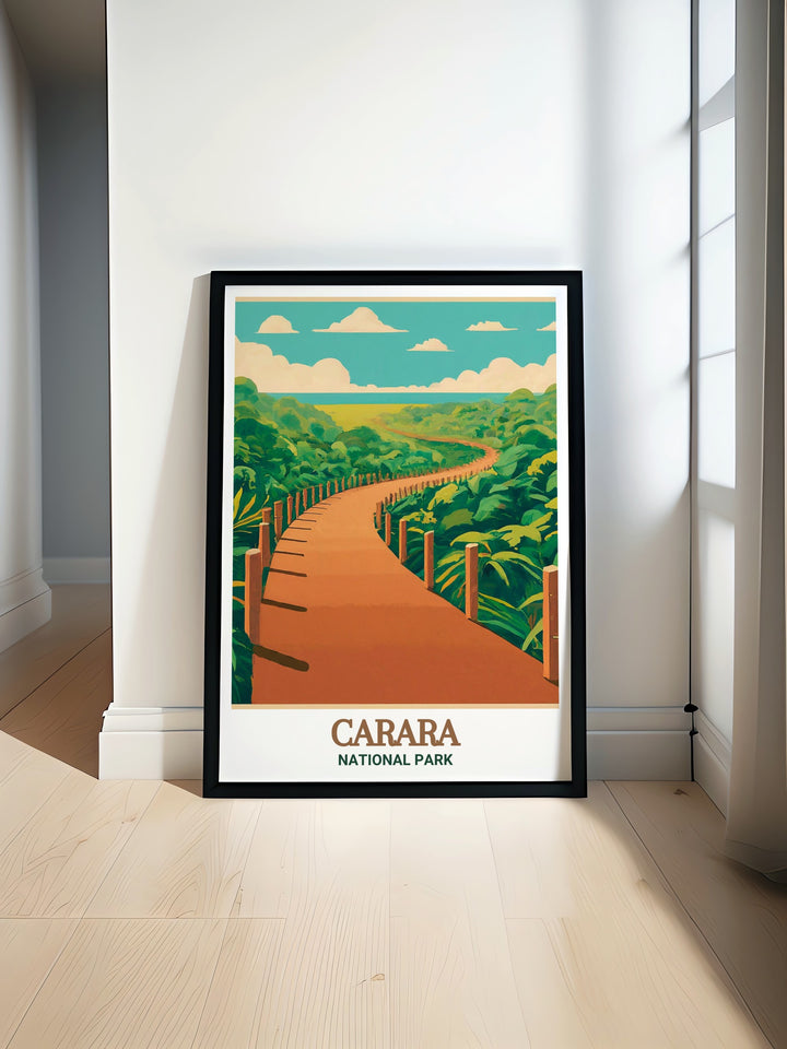 Universal Trail Wall Art brings the exotic landscapes of Carara National Park into your home, featuring the rich greenery and unique biodiversity of Costa Ricas renowned national park.