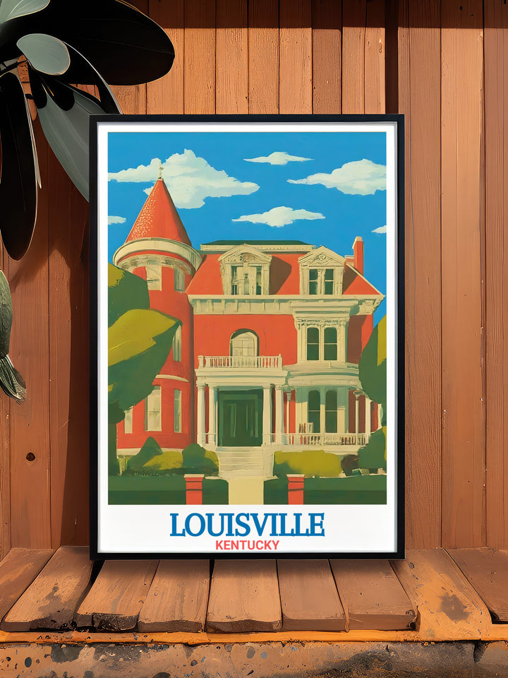 A striking Louisville skyline print that features both Old Louisvilles iconic architecture and Kentuckys vibrant cityscape. This artwork blends historical and modern elements, creating a unique decor piece for fans of Louisville and Kentucky.