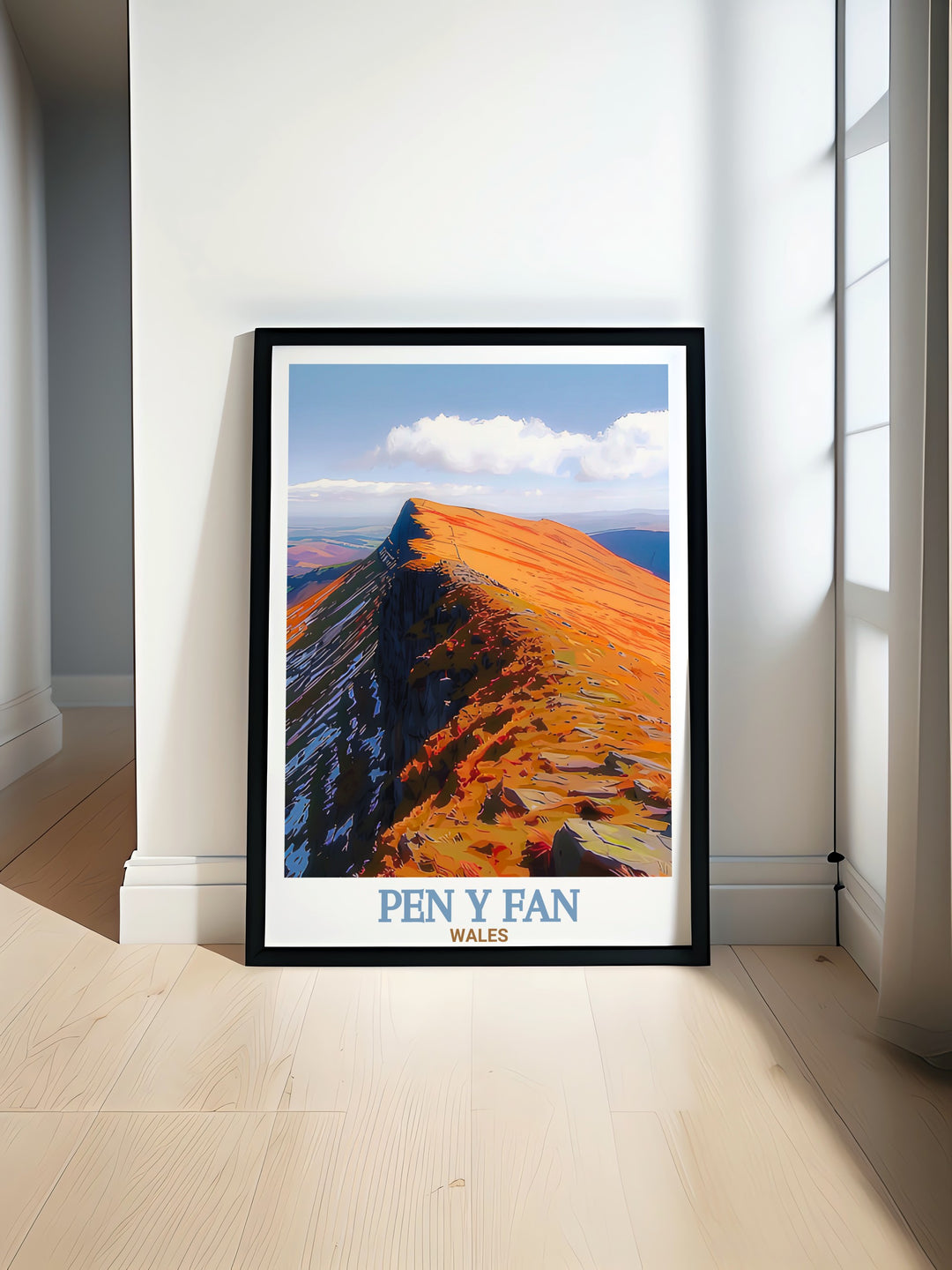 Pen y Fan Poster Print capturing the breathtaking summit of Pen y Fan, Wales highest peak, with the peaceful landscape of Brecon Beacons National Park. This travel print is ideal for outdoor enthusiasts and nature inspired decor.