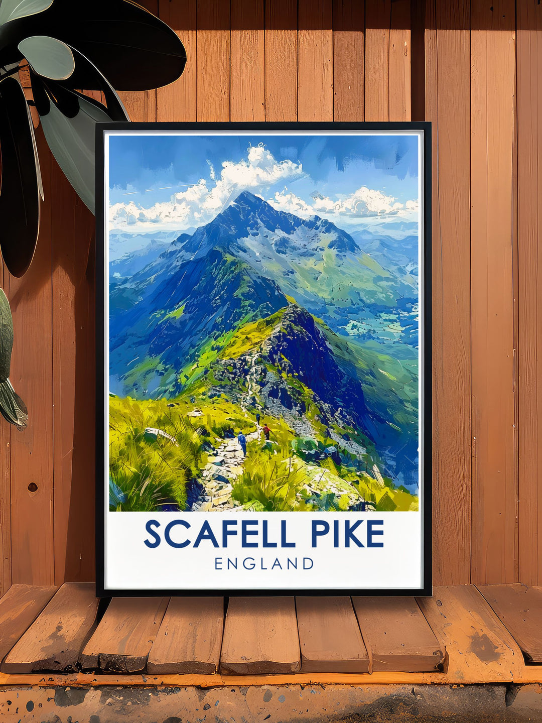 Featuring Scafell Pikes famous Corridor Route, this England travel poster captures the essence of hiking in the Lake District. The vibrant detail and subtle color palette make it a versatile piece for any room, perfect for adventurers and art lovers alike.