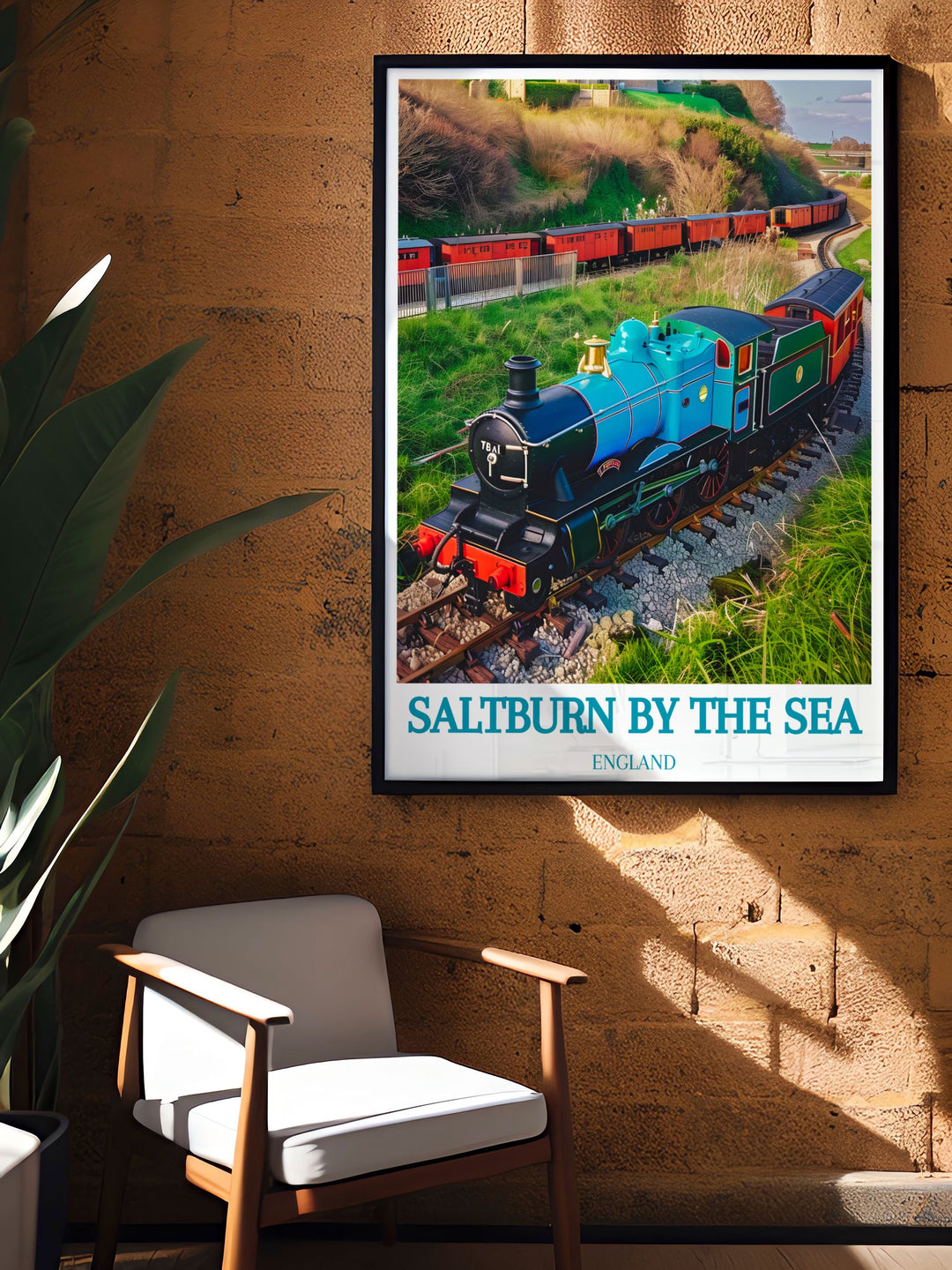 Yorkshire print of Saltburn Miniature Railway and Saltburn Funicular capturing the essence of Saltburn by the Sea with views of Saltburn Pier and Whitby a perfect addition to your home decor