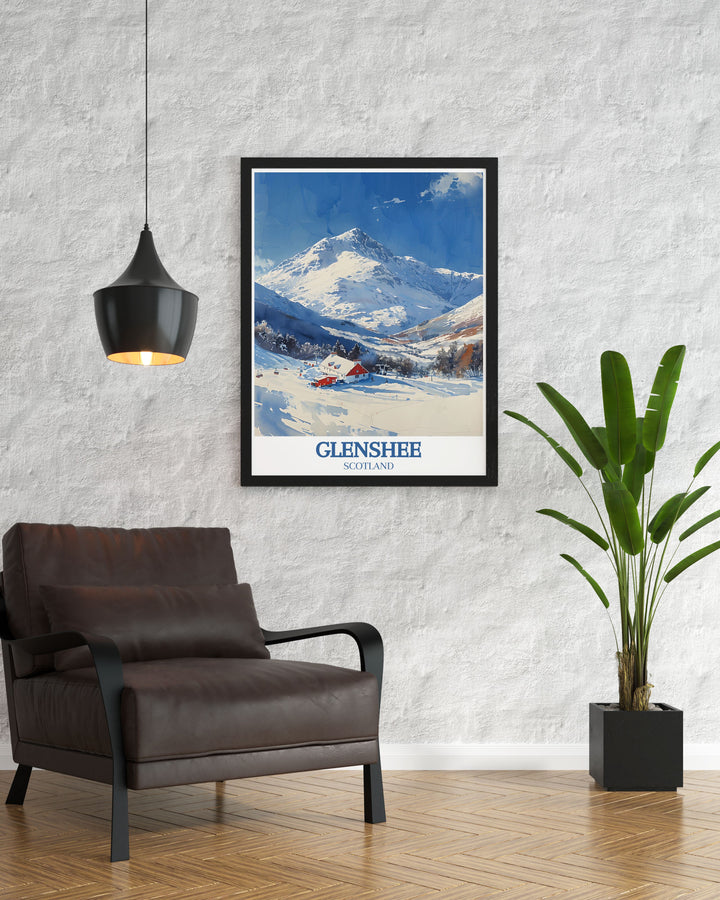 Showcasing the tranquil landscapes of Cairngorms National Park, this poster highlights its majestic peaks and serene valleys. Perfect for nature lovers, this piece brings the beauty of the Scottish Highlands into your decor.