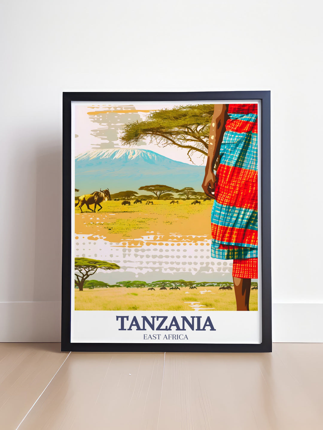 Our Tanzania travel poster highlights the majestic Mount Kilimanjaro and the expansive Serengeti National Park, bringing the beauty of Tanzania into your home. The detailed artwork is perfect for those who love nature, wildlife, and adventure.