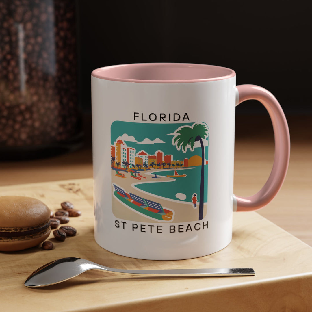 The St. Pete Beach Florida mug brings the beauty of the coast into your home. With stunning artwork and a durable design, this mug is perfect for sipping your favorite beverage. Ideal for gifts or personal use, it is dishwasher and microwave safe.