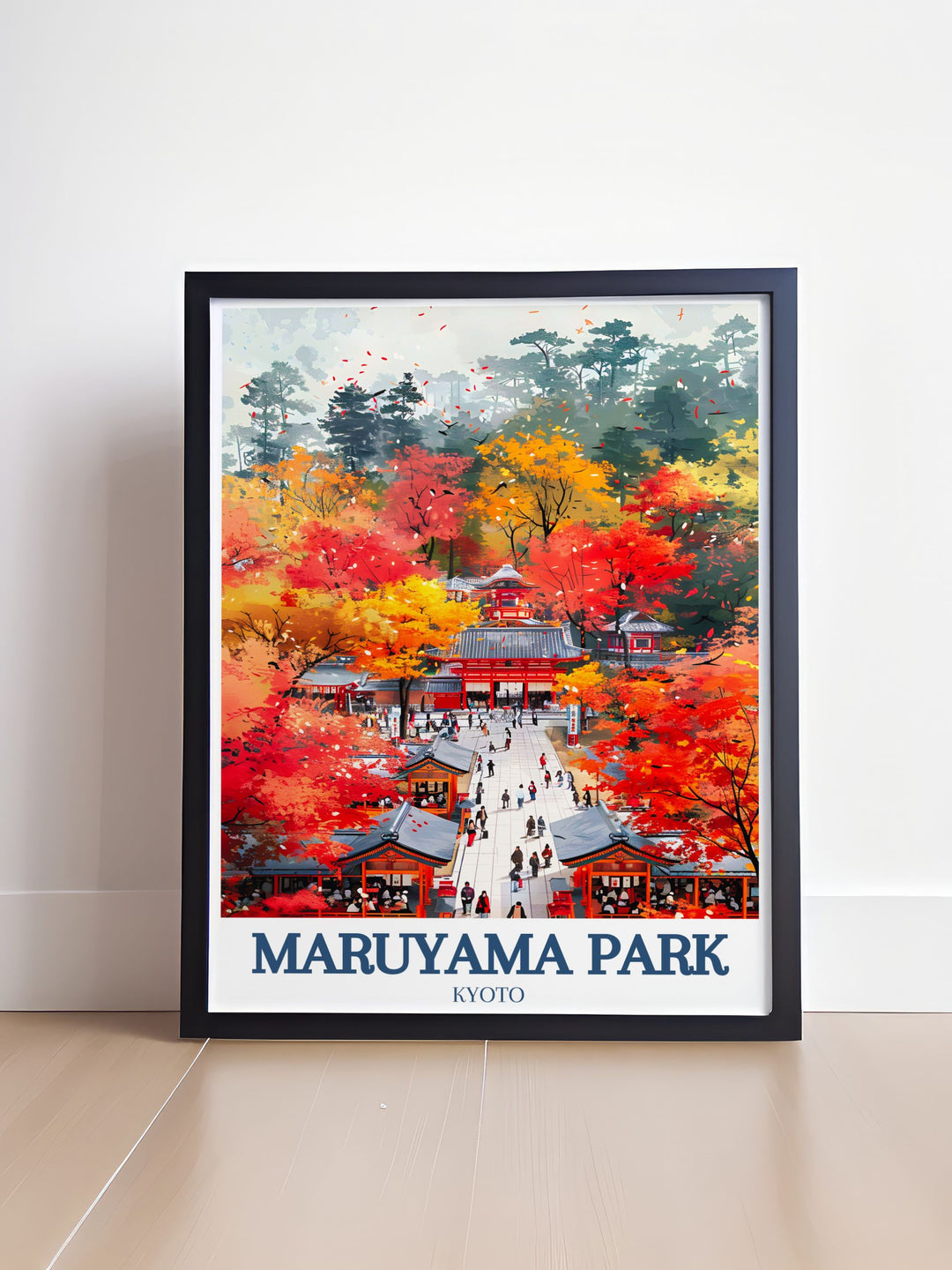 Elegant Japan art print featuring Kyoto Yasaka Shrines picturesque cherry blossoms ideal for enhancing any living space this travel poster brings a sense of calm and tranquility to your home with its detailed depiction of a Japanese garden