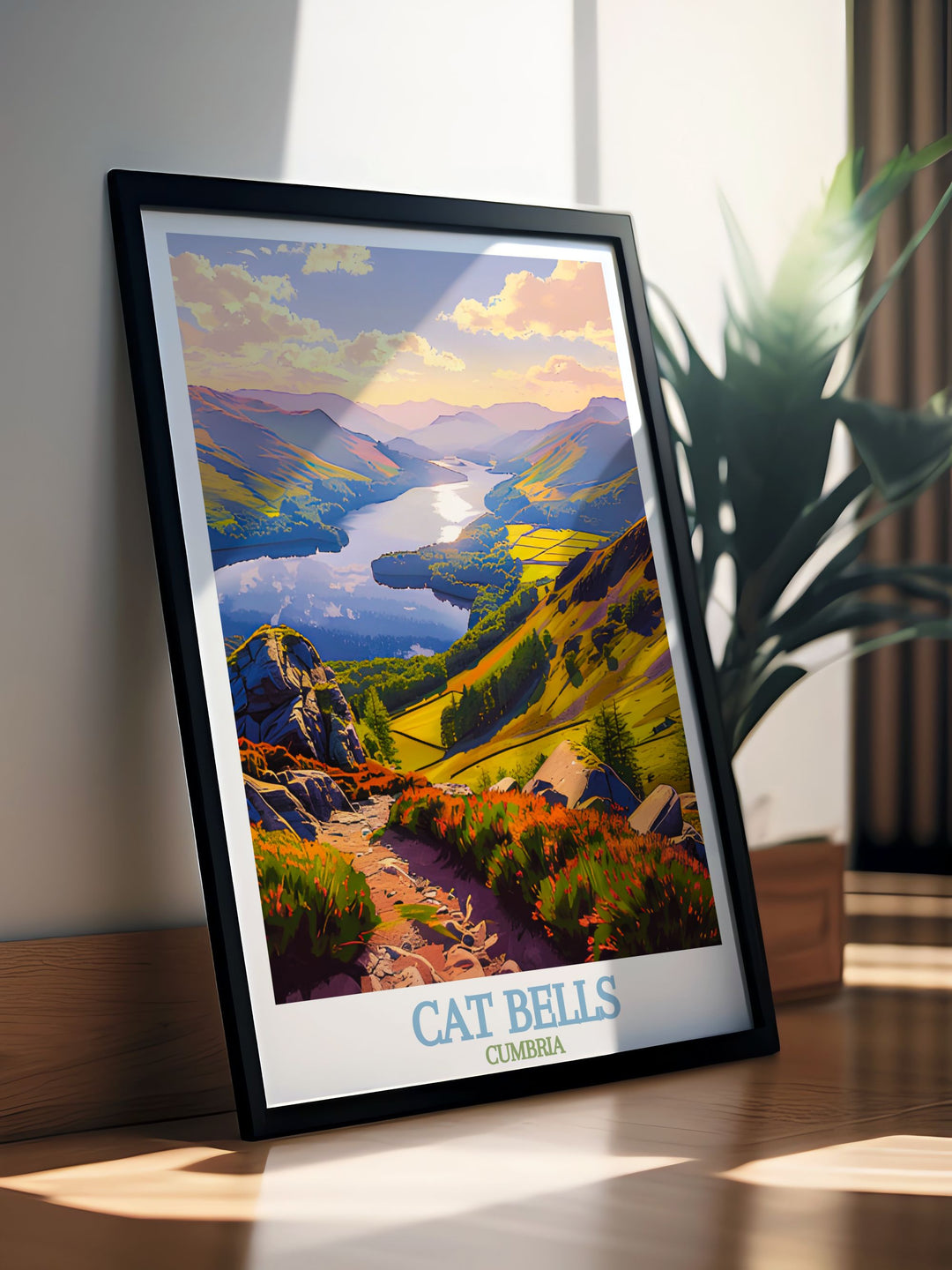 Beautiful Cat Bells Summit prints showcasing the stunning scenery of Cumbria in the Lake District ideal for UK home decor this nature print captures the essence of Cat Bells Summit making it a perfect gift for hikers and travel enthusiasts.