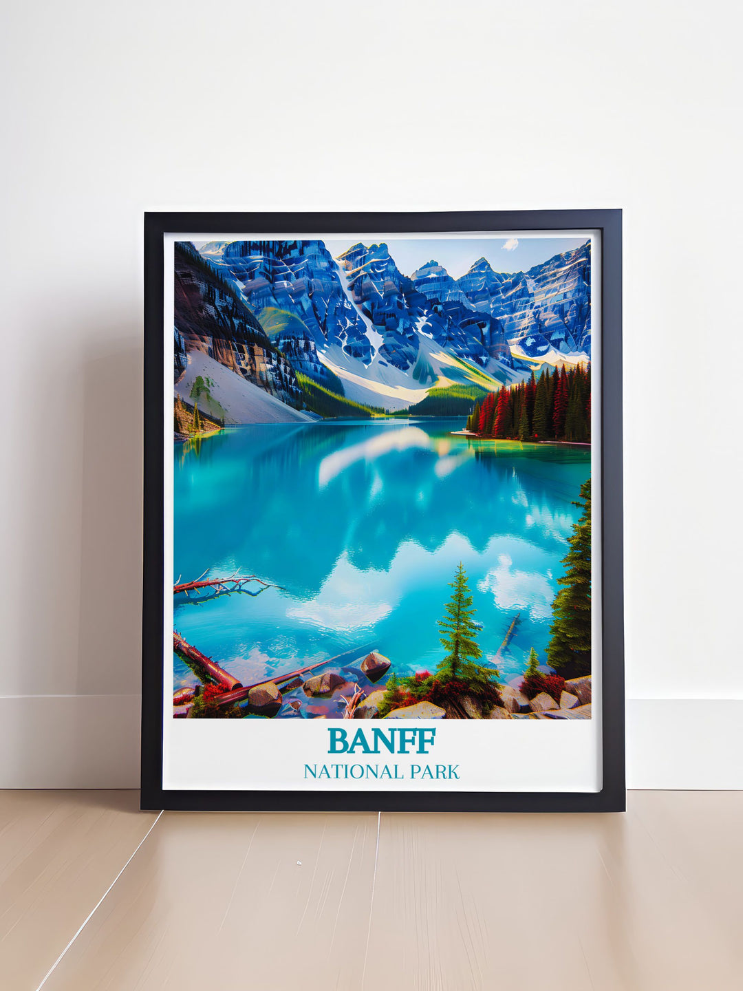 Banff National Park canvas art featuring a panoramic autumn view, ideal for those who love the rich colors of Canadian fall landscapes.