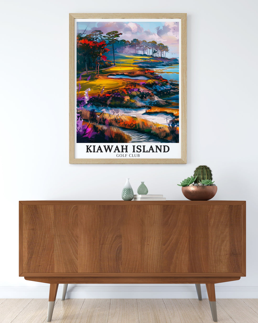 High quality canvas art depicting the legendary Ocean Course at Kiawah Island designed by Pete Dye with its challenging holes and picturesque ocean views making it a must have for fans of world class golf courses