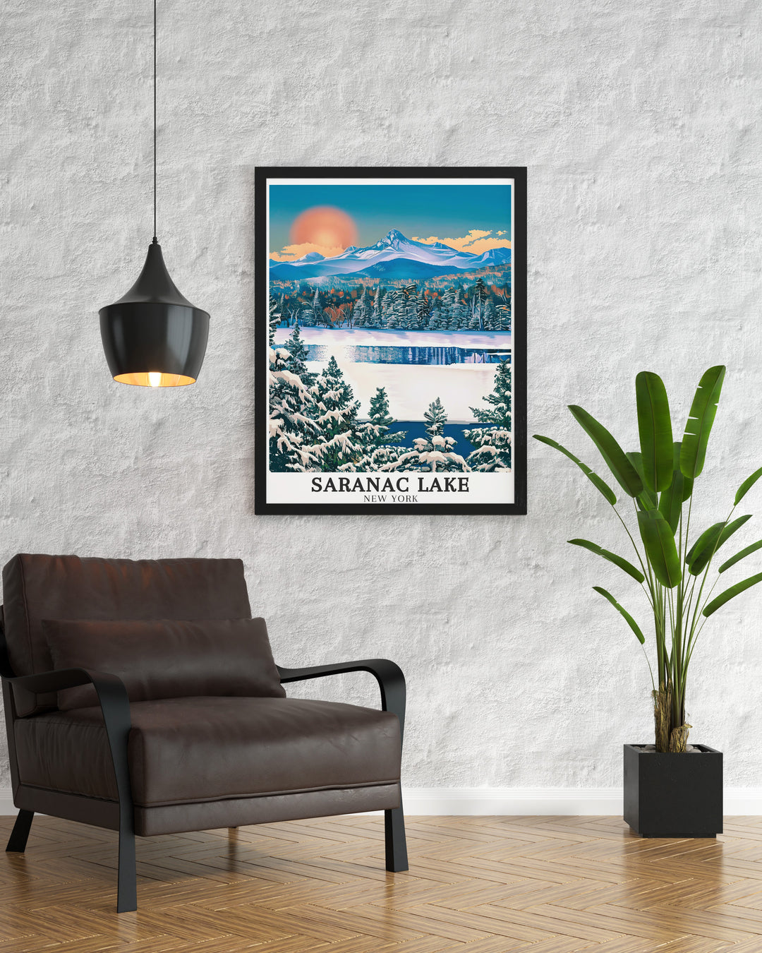 Discover the beauty of Saranac Lake with this stunning New York State print Showcasing Mount Baker and Adirondack Mountains this artwork is perfect for nature lovers and those who want to add a touch of elegance to their home decor