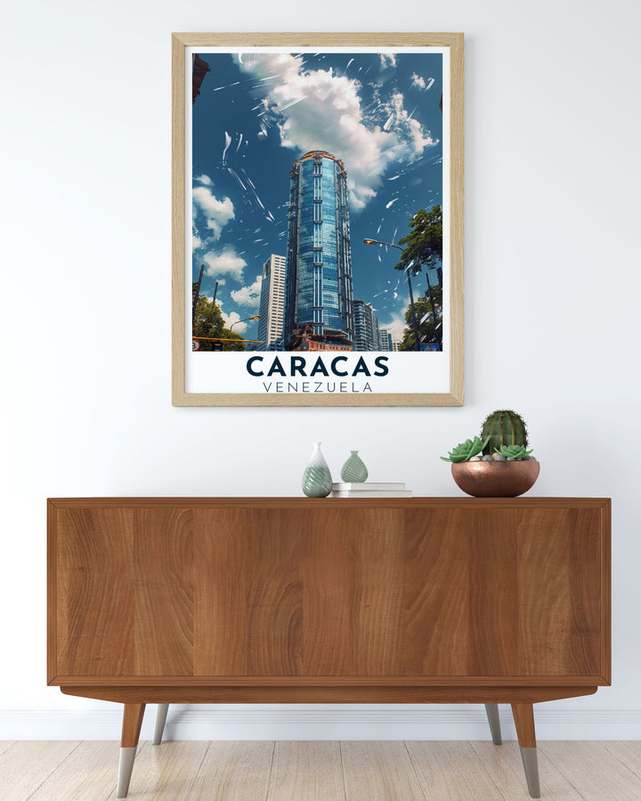 Highlighting the iconic presence of Parque Central Complex and the vibrant culture of Caracas, this travel poster is perfect for those who appreciate the modern and cultural richness of Venezuela.
