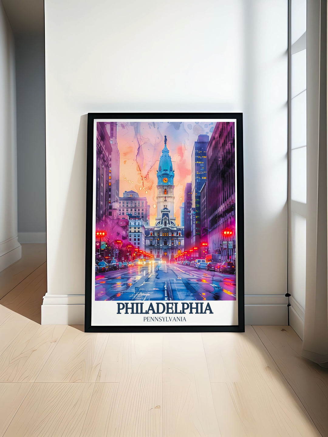 Philadelphia print capturing the historical beauty of Independence National Historical Park Franklin Institute and City Hall perfect for home decor and as a unique travel gift for art lovers and history enthusiasts