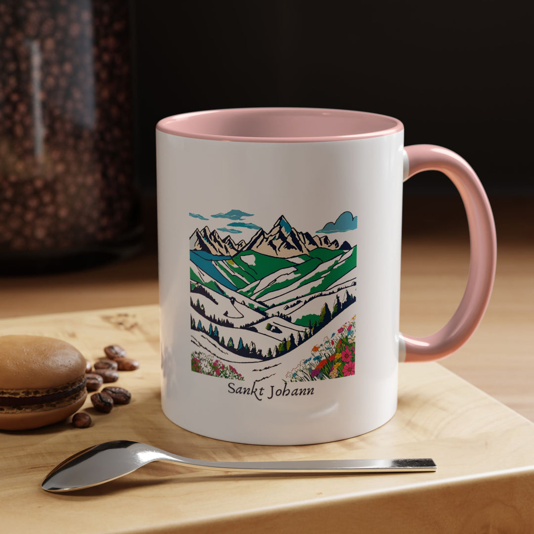 This Sankt Johann, Austria Mug combines practical function with artistic beauty, displaying intricate artwork of the towns vibrant culture. Made from high-quality ceramic, dishwasher and microwave safe, suitable for everyday use or as a special keepsake for those who love Sankt Johanns charm.