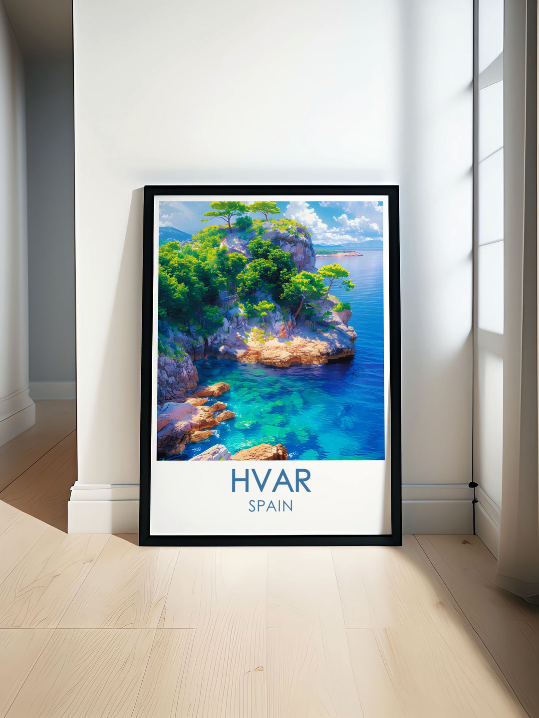 A vintage poster of Hvar, capturing its timeless beauty and coastal allure. This print is perfect for anyone who loves classic Mediterranean scenery and wants to bring a piece of Adriatic elegance into their home.