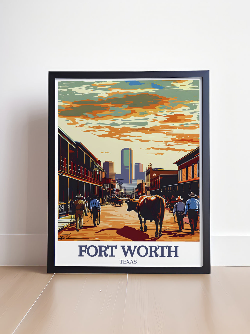 Featuring the iconic Fort Worth Stockyards, this canvas art transports you to Exchange Street, a place known for its cowboy culture and rustic charm. Ideal for those who appreciate Texas history and Western flair, its a perfect gift or decor piece.