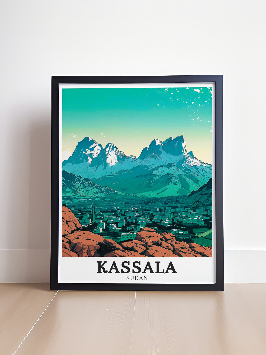 Mukram suburb and Taka Mountains artwork capturing the unique beauty of Kassala great for enhancing any room with cultural elegance.