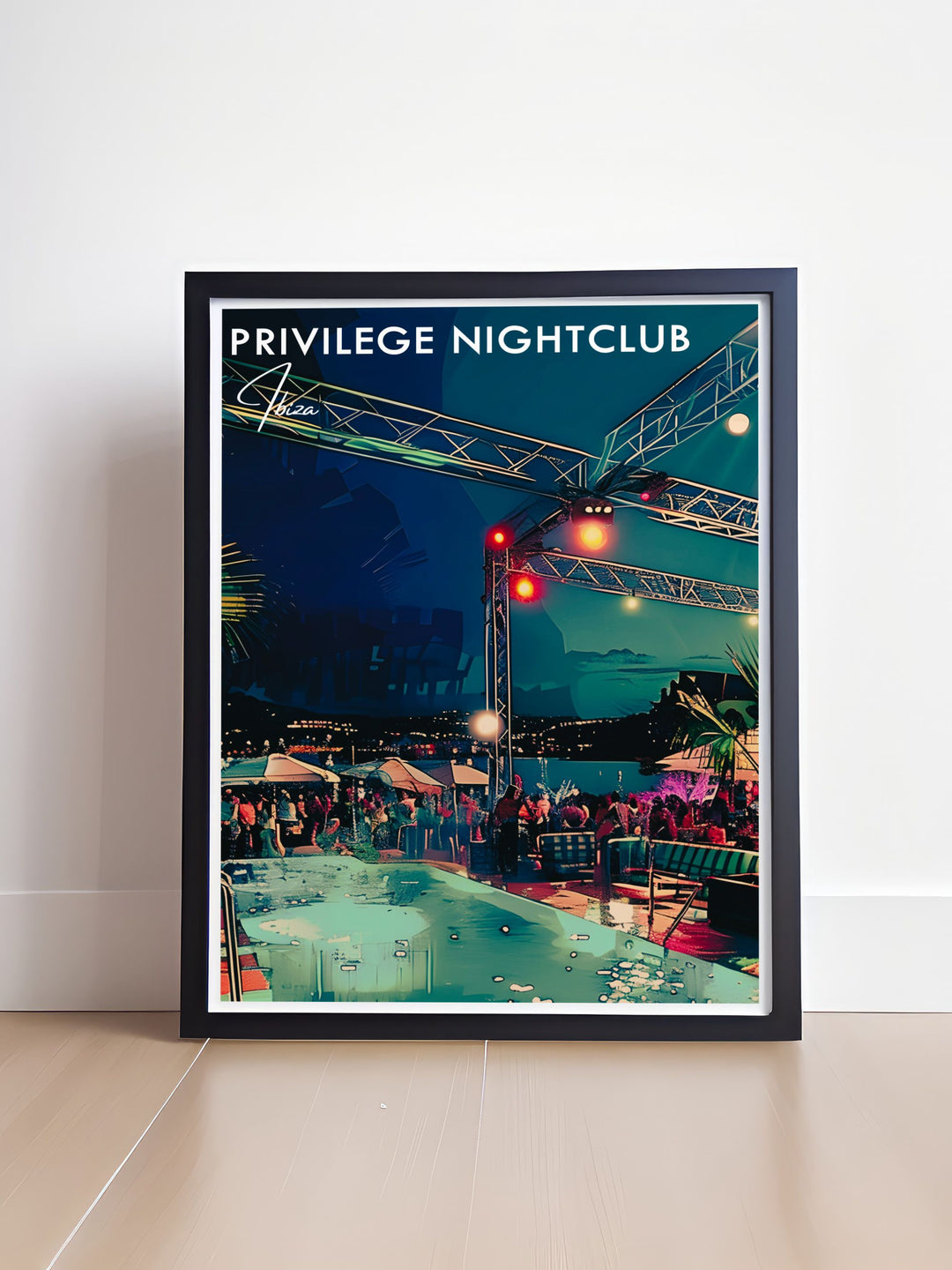 Vista club modern prints designed to elevate your living room or bedroom with vibrant imagery of Ibizas renowned nightclubs bringing the energy and excitement of the island into your home