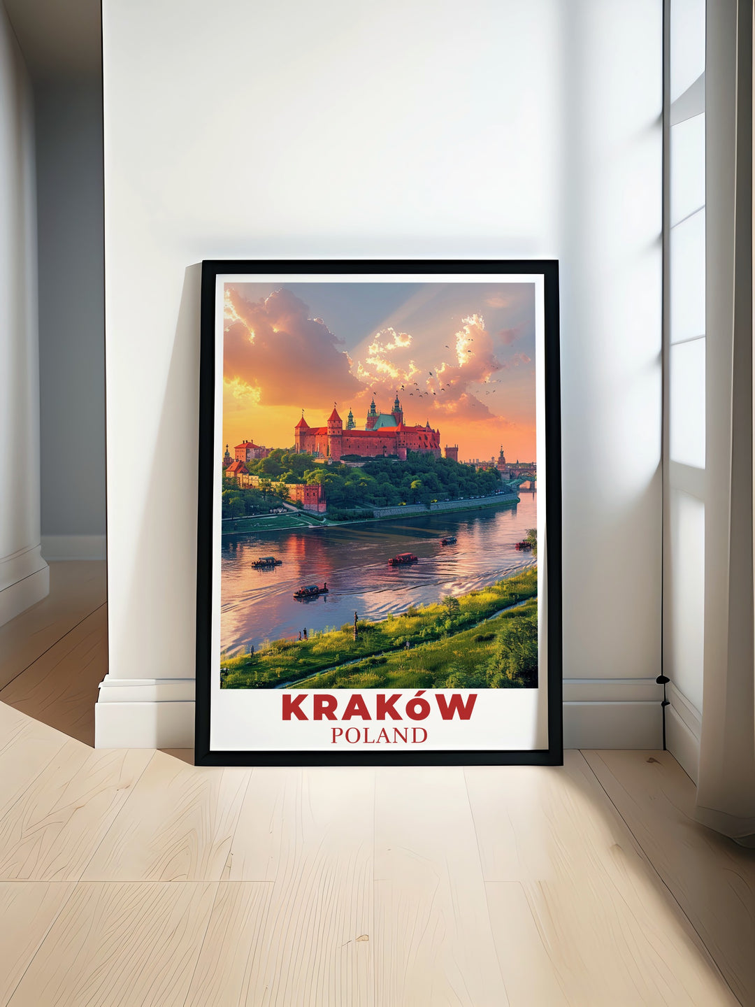 Showcasing the grandeur of Wawel Castle in Krakow, this travel print is perfect for history enthusiasts and art lovers. The vibrant colors and detailed design make this Krakow art print an ideal piece for home or office décor.