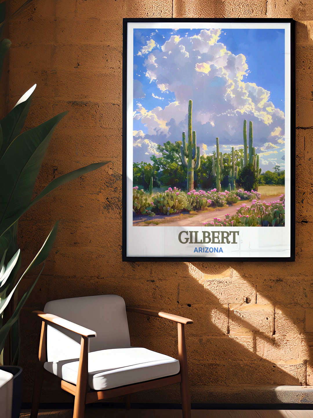 This Gilbert travel poster brings the calm beauty of the Riparian Preserve to your home. Whether as a gift or personal decor, this Arizona wall art captures the essence of the peaceful landscape and its rich biodiversity.